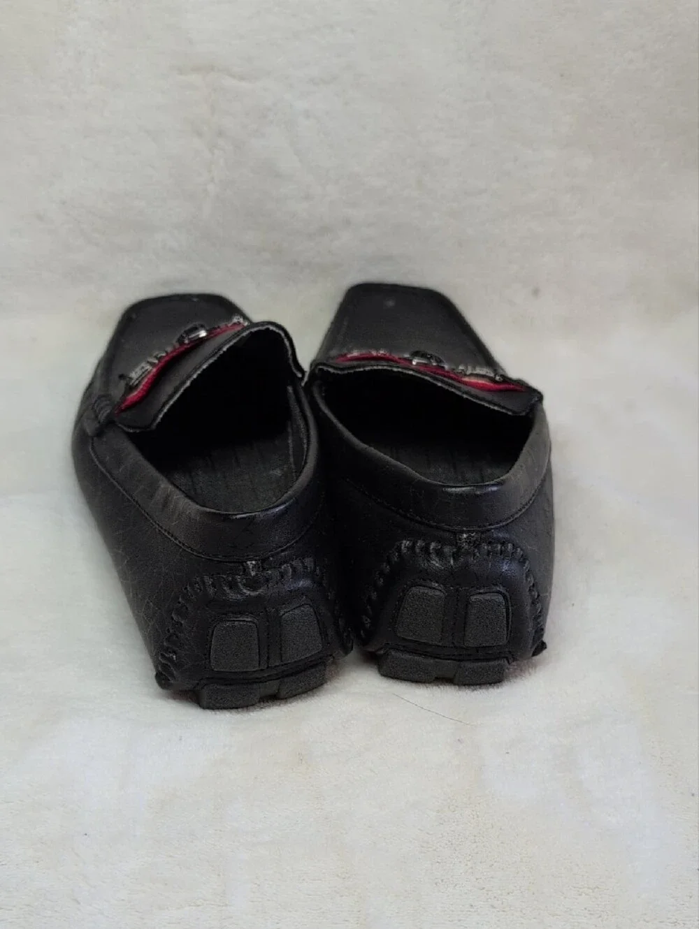 Platini Men's Black Slip-On Loafers with Red Accent